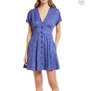 Marine Layer Camila Floral A-line Blue Dress